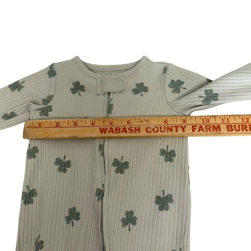 Carters Baby 0-3M Sleep and Play 2 Pack Safari Animal Shamrock Ribbed Footie PJs